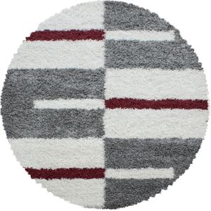 Rond Shaggy Vloerkleed | Tapijt | Gala | Rood | 80x80 cm