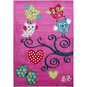 Kindervloerkleed | Tapijt | Kids | Uilen | Lila | 140x200 cm