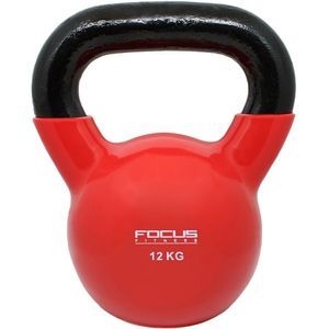 Kettlebell - Focus Fitness Vinyl - 12 kg - Rood