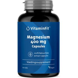 VitaminFit Magnesium Citraat 400mg - 100% Natuurlijk & Plantaardig - 60 Capsules - Citraat vorm