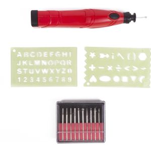 Hofftech - Graveerpen Inclusief Accessoires Set - 10 Diverse opzetstukken - Hout, Metaal, Glas, Keramiek & Meer!