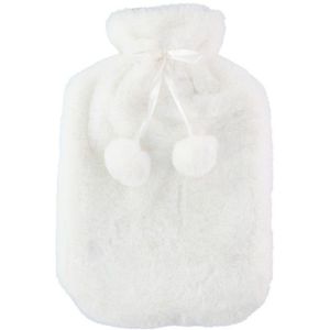 STEGGER - Warmwaterkruik - Kruik - Pluche overtrek - Rubber - bedkruik - 2 liter - Wit