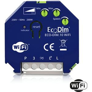 ECODIM | WiFi LED Dimmer | Inbouwmodule | 0–200W | Fase-afsnijding (RC)
