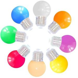 Set van 8 Gekleurde E27 LED-lampen - 1W - Polycarbonaat