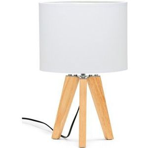 Schemerlamp Hout Witte Kap 42CM