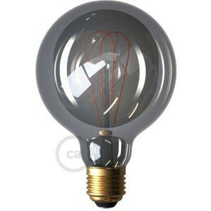 LED Rook Gloeilamp - Globe G95 Gebogen Dubbele Lussfilament - 5W 120Lm E27 1800K Dimbaar