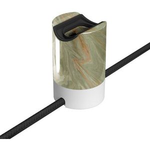 Esse14 Wand- of Plafondlamphouder | S14d Fitting met Zijaansluitingen | Groen Marmer