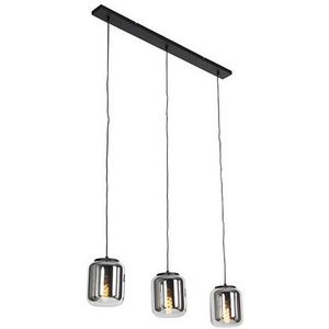 Moderne Hanglamp Zwart met Smoke Glas | 3-Lichts