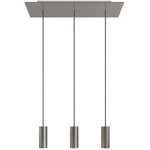 Hanglamp met 3 pendels en metalen kap Satijnstaal Dibond