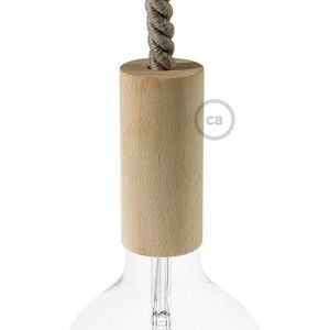 Houten E27 Fittinghouder Kit - Wit - Voor XL Strijkijzersnoer - 16 mm