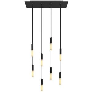 Hanglamp met 8 pendels en metalen afwerking met lamp Mat zwart Dibond