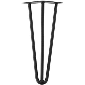 Zwarte massieve 3-punt hairpin tafelpoot 35 cm