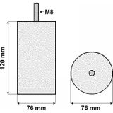 Grijze ronde meubelpoot hoogte 12 cm (M8)
