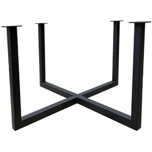 Stalen salononderstel zwart vierkant bij cm en hoogte 37 cm (koker 3 x 3 cm)