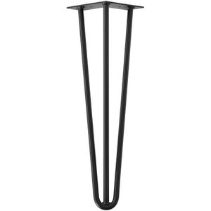 Zwarte massieve 3-punt hairpin tafelpoot 45 cm