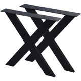 Set stalen zwarte X tafelpoten 72 cm (koker 10 x 4)