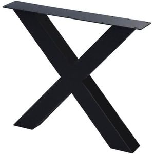 Zwarte stalen X tafelpoot voor buiten 72 cm (koker 10 x 10)