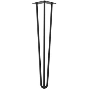 Zwarte massieve 3-punt hairpin tafelpoot 60 cm