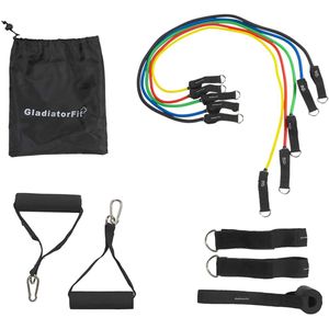 Elastische weerstand band/buis kit met handgrepen + tas