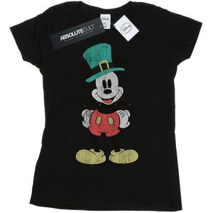Disney Dames/Dames Mickey Mouse Leprechaun Hoed Katoenen T-Shirt (L) (Zwart)
