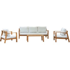 AXI Orla Loungeset 4-delig met bank, tafel & 2 loungestoelen | Tuin Loungemeubel van Aluminium in Hout Look | Tuinmeubel / Lounge meubel set voor 5 personen