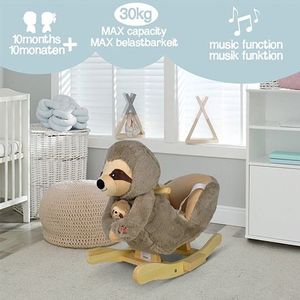 Hobbelpaard voor Baby en Kind - Schommel Luiaard - Stevige Constructie - Knuffelzacht met Geluidseffecten