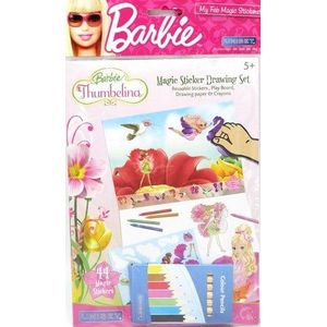 Barbie Thumbelina raamstickers met kleurtjes en kleurplaat