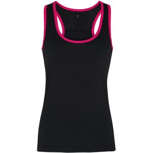 Tri Dri Dames/Dames Panelled Fitness Sleeveless Vest (XS) (Zwart / Heet Roze)