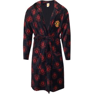 Manchester United FC Heren badjas met logo (S) (Zwart/Rood)