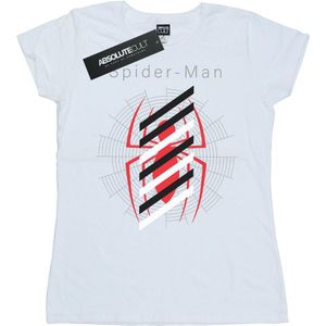 Marvel Dames/Dames Spider-Man Logo Gestreept Katoenen T-Shirt (XL) (Wit)
