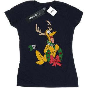 Disney Dames/Dames Pluto Kerst Rendier Katoenen T-Shirt (M) (Marineblauw)