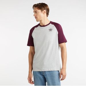 Umbro Heren Core Logo Contrast Mouwen T-Shirt (XXL) (Grijs gemêleerd/paars)