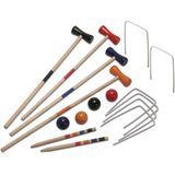 Summerplay Croquetspel Hout 57 cm - Set voor 4 spelers in net - Met houten ballen en metalen poorten