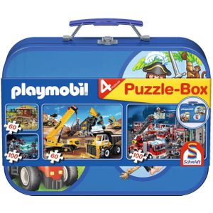 Puzzel Schmidt - Playmobil, 2x60 + 2x100 stukjes, metalen doos