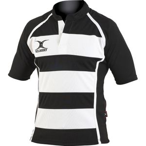 Gilbert Rugby Kinderen/Kinderen Xact Match Rugby Shirt met korte mouwen (5-6 Jahre (116)) (Zwart/witte hoepels)