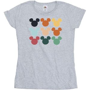 Disney Dames/Dames Mickey Mouse Hoofden Vierkant Katoenen T-Shirt (XL) (Sportgrijs)