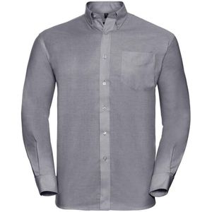 Russell Collection Heren Oxford Easy-Care Formeel Overhemd Met Lange Mouwen (58,5cm) (Zilver)