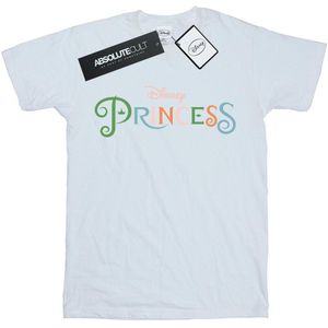 Disney Princess Katoenen T-shirt met kleurenlogo voor meisjes (116) (Wit)