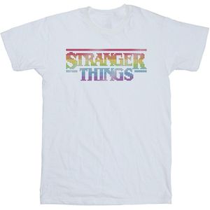 Netflix Girls Stranger Things Rainbow Dot Logo Cotton T-Shirt