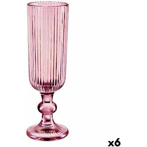 Champagneglas Strepen Grijs Glas 160 ml (6 Stuks)