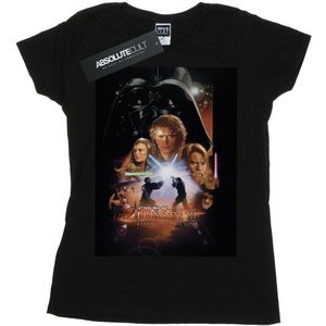 Star Wars Dames/Dames Episode III Film Poster Katoenen T-Shirt (M) (Zwart)