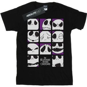 Disney Dames/Dames Nightmare Before Christmas Vele gezichten van Jack Squares Katoenen Vriendje T-shirt (S) (Zwart)