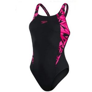 Speedo Dames/dames Hyperboom Splice Eco Endurance+ One Piece Swimsuit (34 DE) (Zwart/roze)
