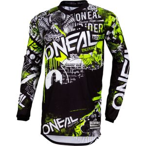 O'Neal | Crossshirt met lange mouwen | MX MTB-mountainbike | Geschikt voor maximale bewegingsvrijheid, gestikte elleboogbescherming | Element Attack-shirt | Volwassene | Zwart neongeel | Maat XXL