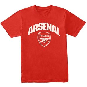Arsenal FC Unisex Wordmark Crest T-shirt voor volwassenen (XL) (Rood)