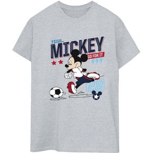 Disney Womens/Ladies Mickey Mouse Team Mickey Football Cotton Boyfriend T-Shirt