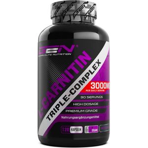 L-Carnitine Triple Complex | 3000 mg per dagelijkse portie | Premium: Complex van Acetyl-l-carnitine, L-Carnitine Tartraat & Carnitine Fumaraat | 120 Capsules | Hoge Dosis | Veganistisch