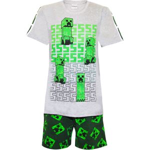 Minecraft Jongens Korte Pyjama Set (134) (Heidegrijs/Groen/Zwart)