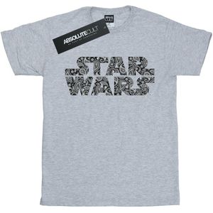 Star Wars Katoenen T-shirt met Paisley-logo voor meisjes (128) (Sportgrijs)