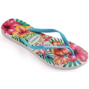 Havaianas Slim Hibisco roze blauw slippers dames